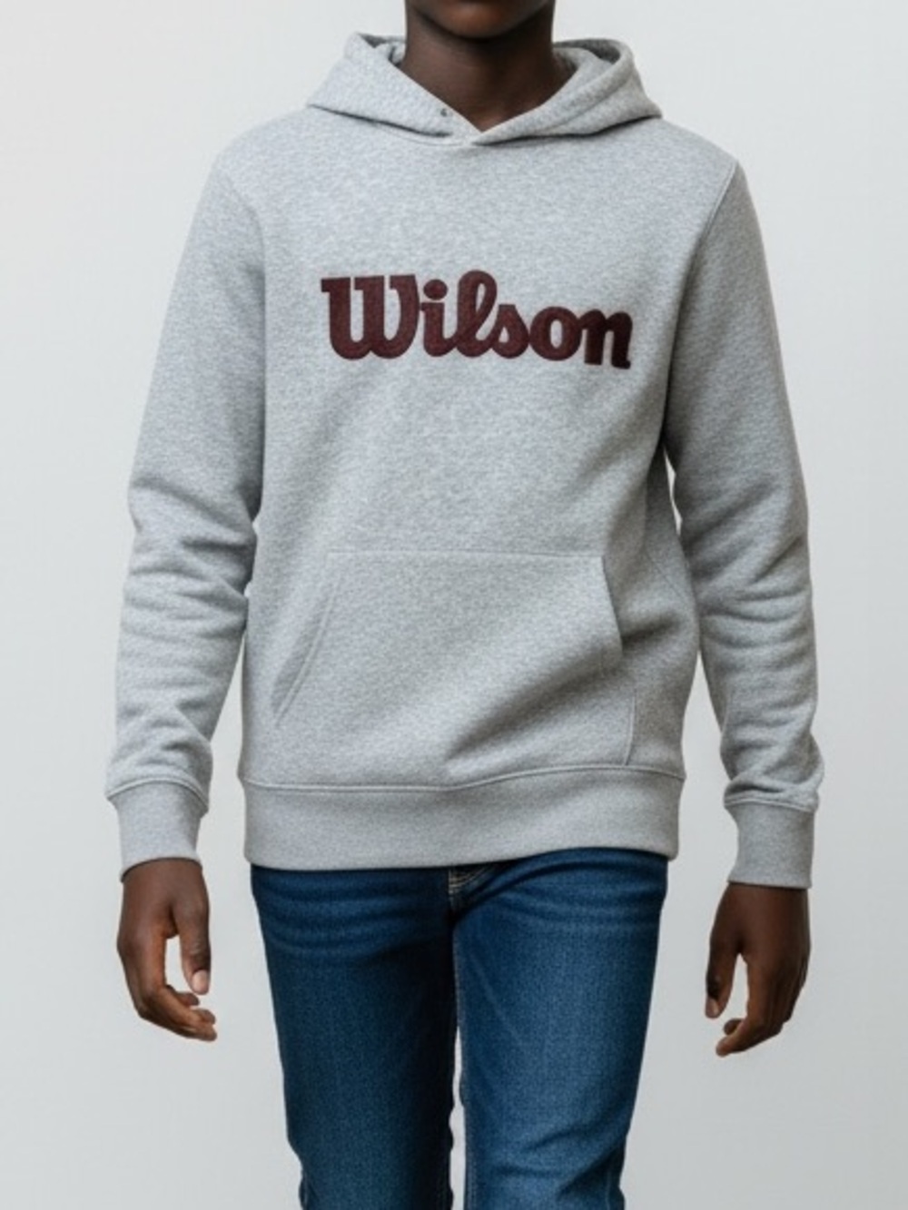 Wilson Gray Pullover Hoodie with Maroon Script Logo size M